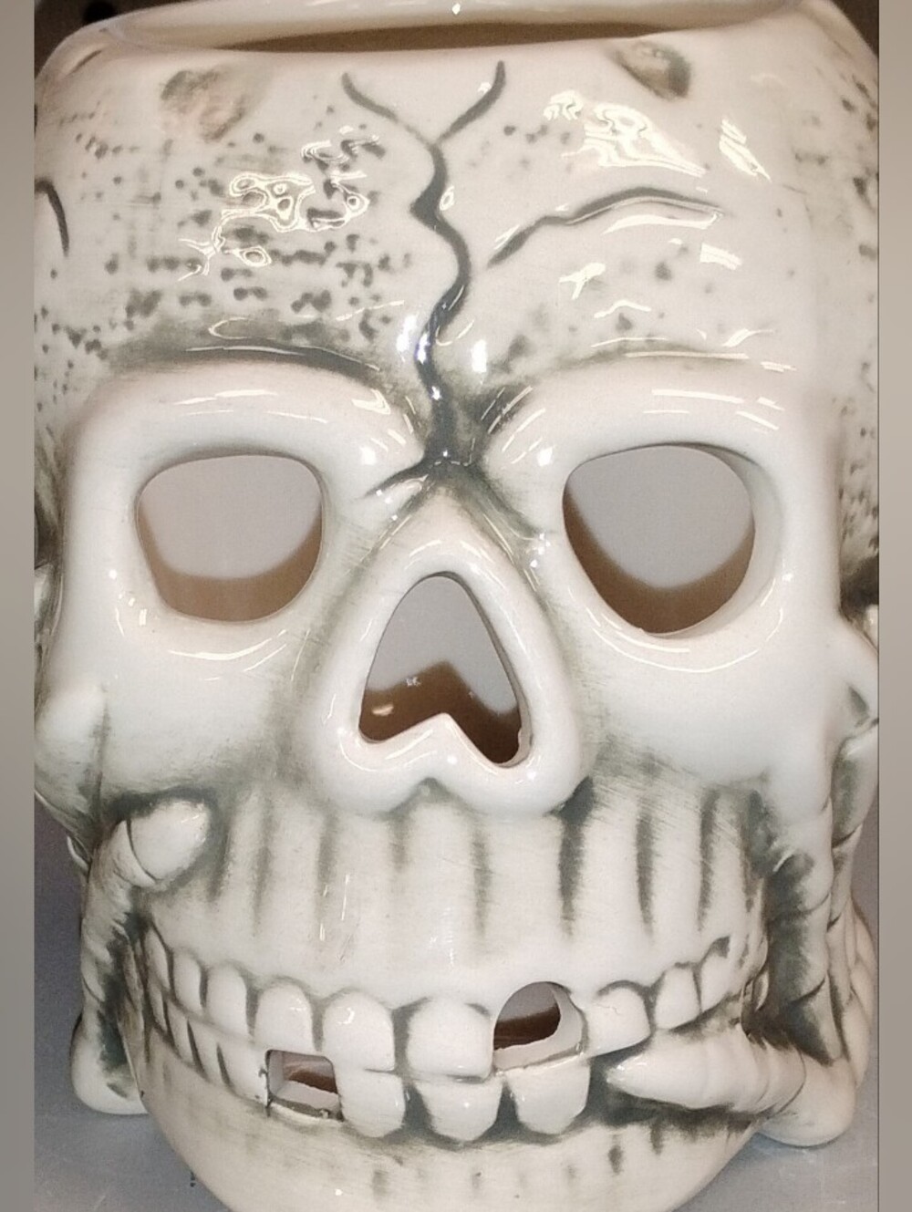 Ceramic Skull Accent Vase in White